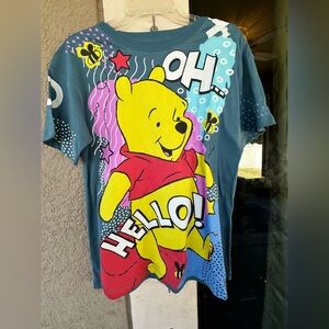 Winnie The Pooh Blue Graphic Tee Women’s Size Medium